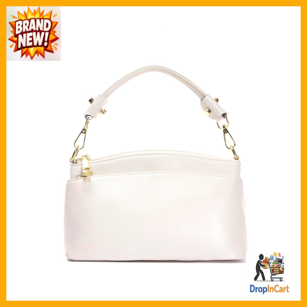 Small Genuine Leather Crossbody Bag Classic Elegant Adjustable Straps Bucket